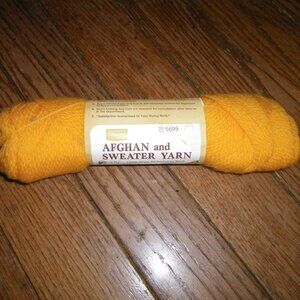 1 Skein Vintage Sears Afghan & Sweater Yarn 100% Wool Color Yellow Orange 2 oz